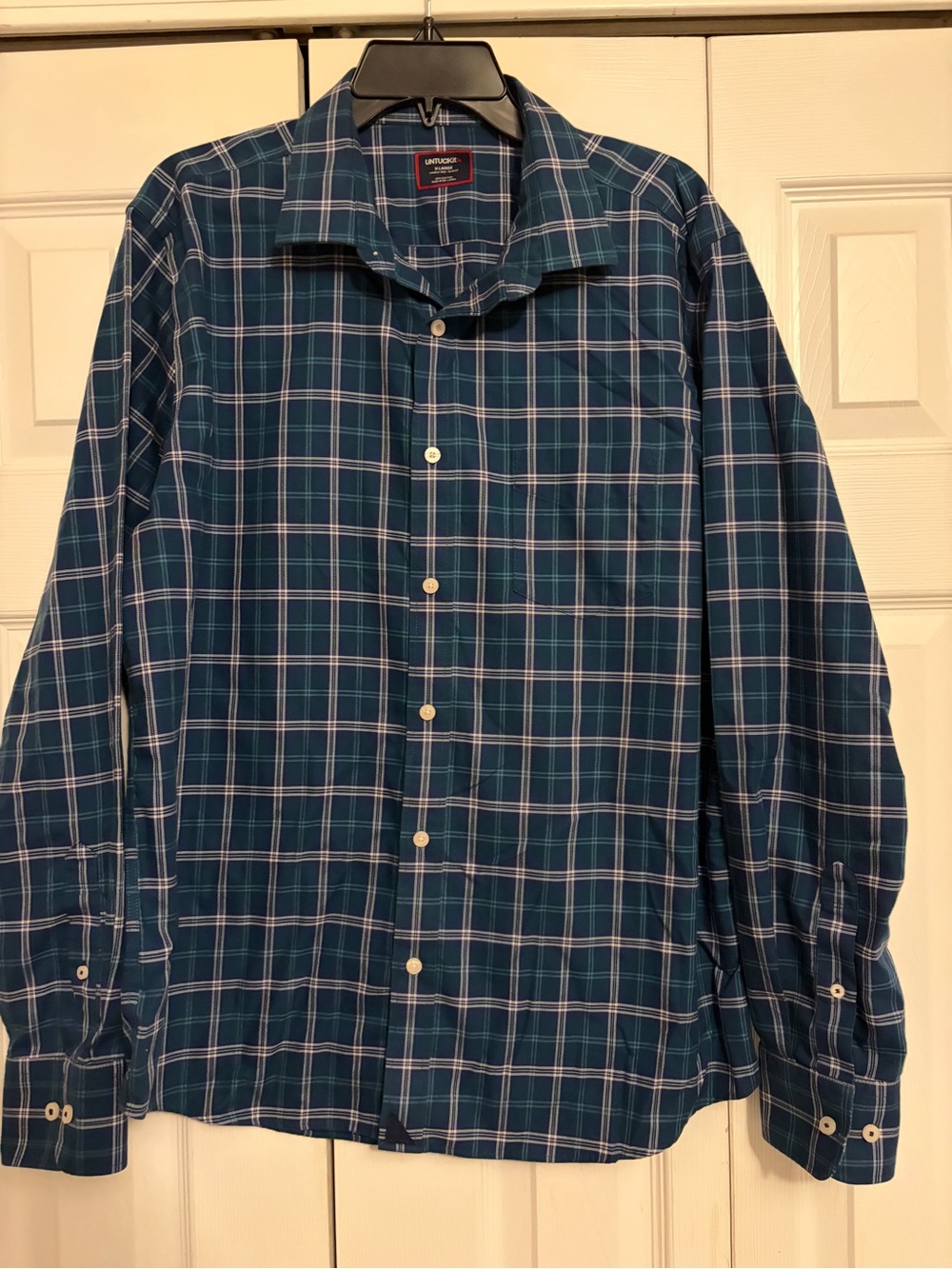 UNTUCK it XL  Blue Plaid Men's Button-Up Shirt